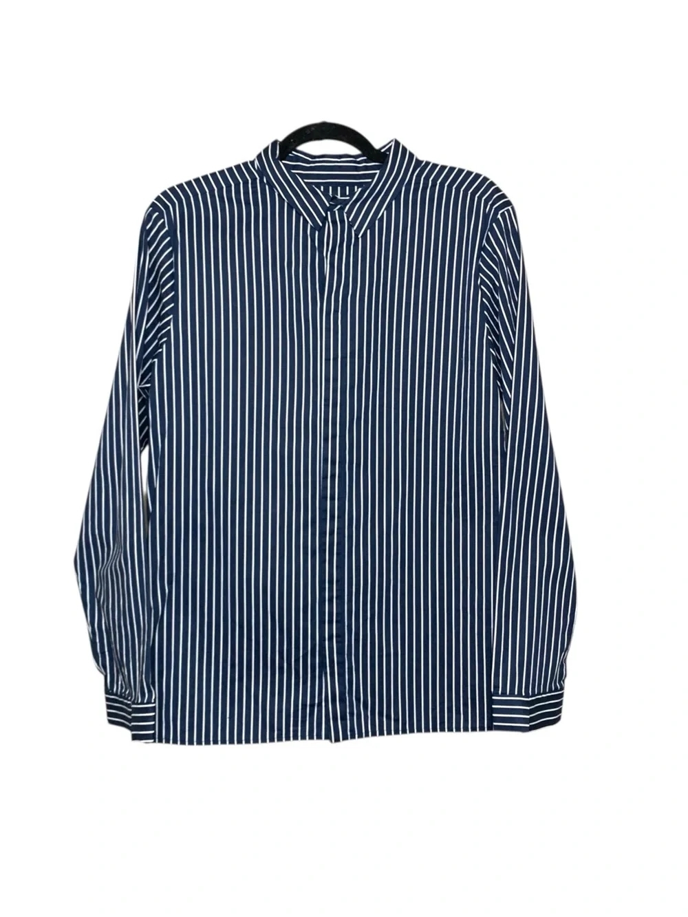 Rad Hourani Striped Navy White Blouse Unisex S Cotton Long Sleeve Quiet Luxury - Picture 3 of 14